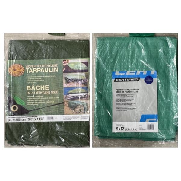 ASSORTED TARPS  - 9'6 x 11'8 & 9 x 12' - 1 EACH