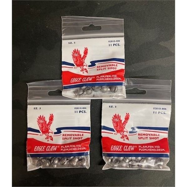3pks - EAGLE CLAW REMOVABLE SPLIT SHOT #3 11pk