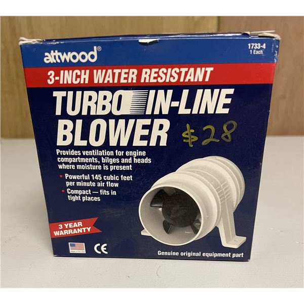 ATTWOOD 3in Water Resistant Turbo In-Line Blower