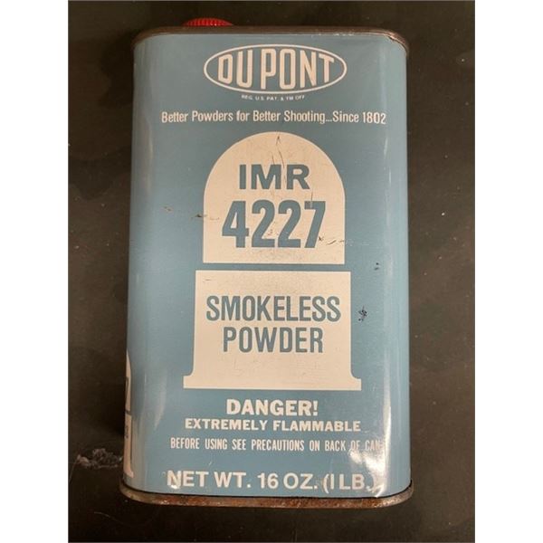 1 TIN - DUPONT IMR 4227 16oz SMOKELESS POWDER - NOT AVAILABLE FOR SHIPPING - MUST BE PICKED UP AT OU