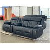 Image 1 : RECLINING LEATHER SOFA W/LOVESEAT & CHAIR