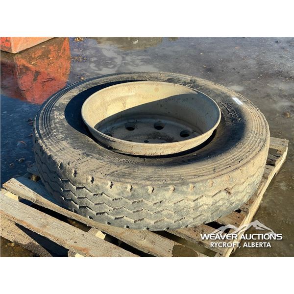 (1) YOKOHAMA 11R24.5 TIRE AND RIM