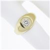 Image 7 : Unisex Solid 14k Gold 0.25 ctw Round Cut Diamond Bezel Solitaire Signet Band Rin