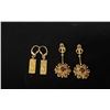 Image 1 : PAIR APPROX 10K EARRINGS SET WITH GARNETS & PAIR APPROX 10K+ GOLD NUGGET EARRINGS (10.9G TOTAL)