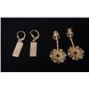 Image 2 : PAIR APPROX 10K EARRINGS SET WITH GARNETS & PAIR APPROX 10K+ GOLD NUGGET EARRINGS (10.9G TOTAL)