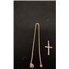 Image 2 : APPROX 10K ANKLET (9.5"), APPROX 10K GOLD NUGGET PENDANT & CROSS PENDANT WITH GOLD NUGGET OVERLAY