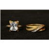 Image 1 : APPROX 10K MENS WEDDING RING SET WITH DIAMOND & APPROX 10K LADIES RING SET WITH BLUE STONE (4.6G