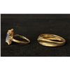 Image 2 : APPROX 10K MENS WEDDING RING SET WITH DIAMOND & APPROX 10K LADIES RING SET WITH BLUE STONE (4.6G