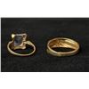 Image 3 : APPROX 10K MENS WEDDING RING SET WITH DIAMOND & APPROX 10K LADIES RING SET WITH BLUE STONE (4.6G