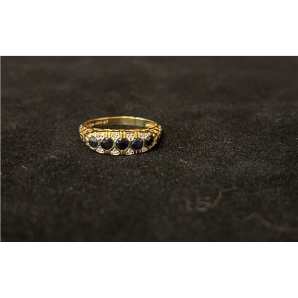 APPROX 10K LADIES RING SET WITH SAPPHIRES AND DIAMONDS (2.4G)