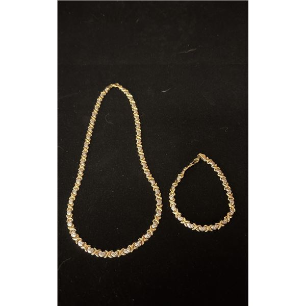 APPROX 10K NECKLACE (17") AND APPROX 10K BRACELET (7.25", 13.7G TOTAL)