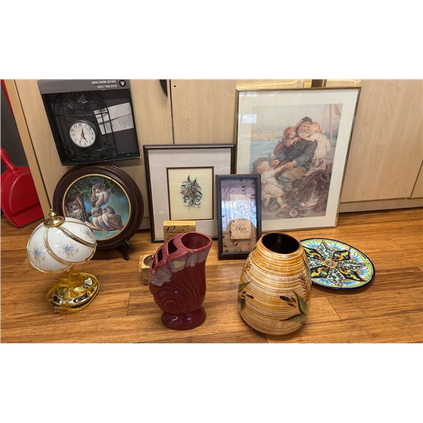 HOME DECOR AND MORE; VASES, SMALL TABLE LAMP, ORNAMENTS AND TRINKETS & FRAMED PICTURES