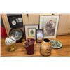 Image 1 : HOME DECOR AND MORE; VASES, SMALL TABLE LAMP, ORNAMENTS AND TRINKETS & FRAMED PICTURES