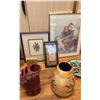 Image 3 : HOME DECOR AND MORE; VASES, SMALL TABLE LAMP, ORNAMENTS AND TRINKETS & FRAMED PICTURES