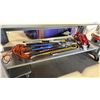 Image 1 : SHELF OF ASSORTED LARGE TOOLS, EXTENSION CORD, PRY BARS, BOLT CUTTERS, & MOBILE HYDRAULIC FLOOR