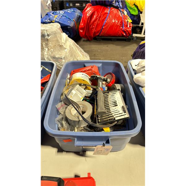 BLUE PLASTIC BIN OF ASSORTED HAND TOOLS *BIN INCLUDED&