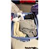 Image 2 : BLUE PLASTIC BIN OF ASSORTED NEW DESIGNER CLOTHING *BIN INCLUDED*