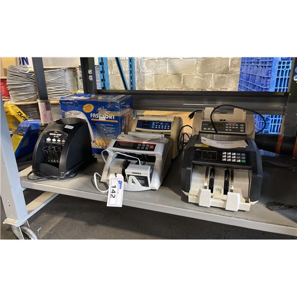4 ASSORTED ROYAL SOVEREIGN ELECTRIC COUNTERTOP BILL COUNTERS & 2 ROYAL SOVEREIGN ELECTRIC COIN
