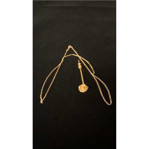 APPROX 14K STICKPIN SET WITH DIAMOND & APPROX 14K CHAIN (18", 2.5G)