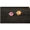 Image 1 : APPROX 10K LADIES RING SET WITH PEARL AND RUBIES & APPROX 10K LADIES RING SET WITH PINK STONE (6.9G)