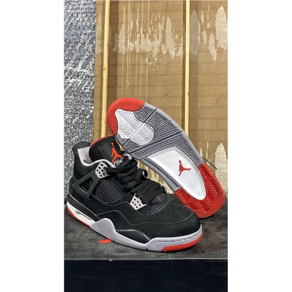 PAIR OF NIKE AIR JORDAN 4 RETRO "BRED" SIZE M10 *AUTHENTICITY UNKNOWN*