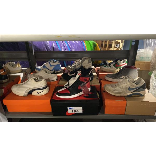 9 PAIRS OF ASSORTED STYLE / SIZE USED VINTAGE COLLECTOR SHOES *AUTHENTICITY UNKNOWN*