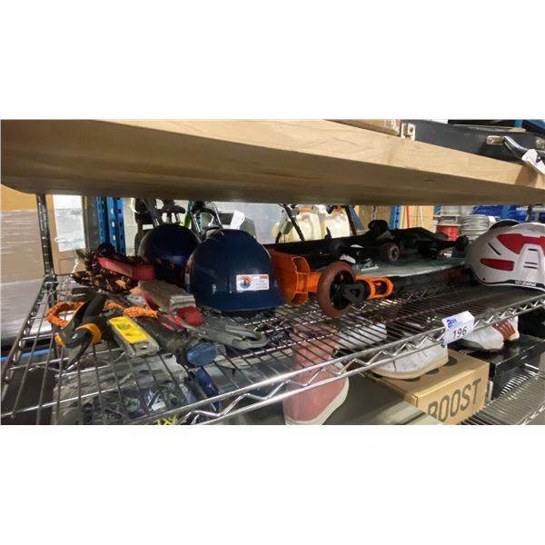 FOLDING CHAIR, PROFESSIONAL SCOOTER, SKATEBOARD, HARD HATS, HARNESS & HAND TOOLS