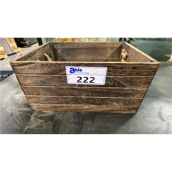 WOODEN BOX OF ASSORTED NEW RETAIL FISHING HOOKS, SPINNERS, BOBS, & PACKAGED TACKLE ITEMS