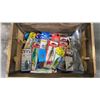 Image 2 : WOODEN BOX OF ASSORTED NEW RETAIL FISHING HOOKS, SPINNERS, BOBS, & PACKAGED TACKLE ITEMS