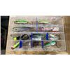 Image 2 : FLAMBEAU CLEAR PLASTIC SORTING CASE WITH ASSORTED NEW FISHING LURES / HOOKS / SPINNERS *SORTING CASE