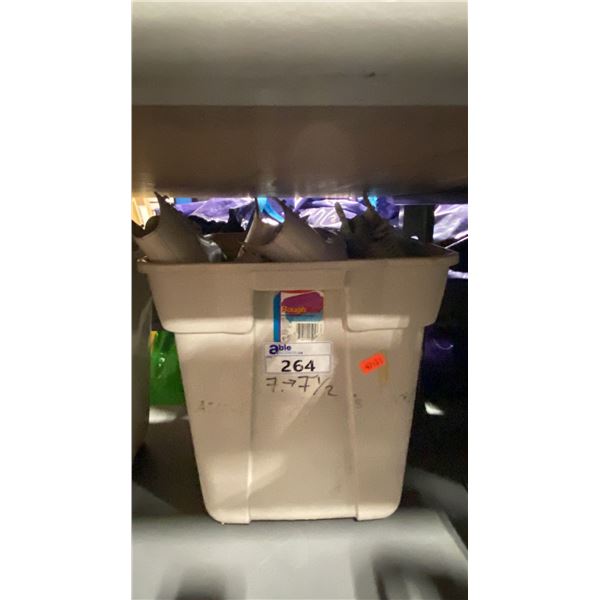 PLASTIC BIN OF ASSORTED PAIRS OF RENTAL LADIES ICE SKATES *BIN INCLUDED*