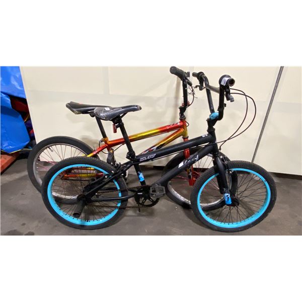 BLACK HUFFY BMX BIKE & YELLOW/RED BMX *WHEEL BENT, NEEDS REPAIR*
