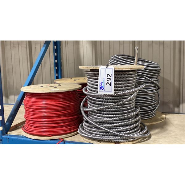 2 SMALL SPOOLS OF INDUSTRIAL COPPER TECH/CONDUCTOR CABLES & 2 SPOOLS OF ELECTRICAL CABLE