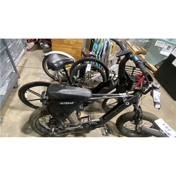 HYPER ULTRA 40 BLACK E BIKE *NO BATTERY, NO KEY, NO CHARGER* & BLACK EVOLVE E BIKE *NO BATTERY, NO