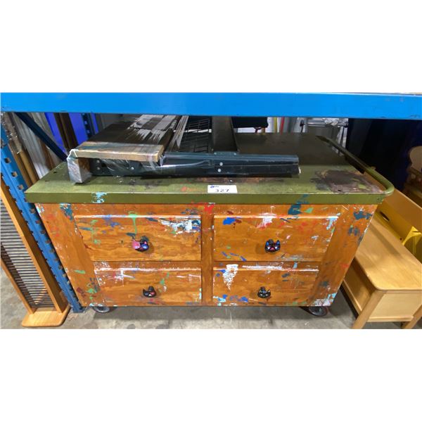 MOBILE METAL TOP WORK TABLE WITH FOLDING WORK BENCH