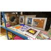 Image 3 : SHELF OF ASSORTED CAT ARTWORK, CLOCKS & ASSORTED CAT DECOR ITEMS