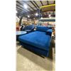 Image 4 : BLUE MICROFIBER CHAISE LOUNGE, BLUE MICROFIBER SHELL CHAIR & BLUE ROUND COCKTAIL TABLE