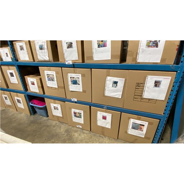 SHELF OF ASSORTED THROW CUSHIONS & BLANKETS