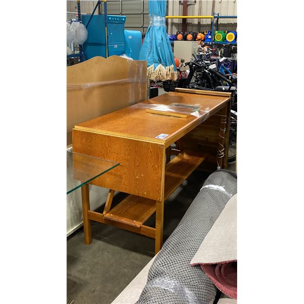 WOODEN DROP SIDE VINTAGE STYLE WORK TABLE