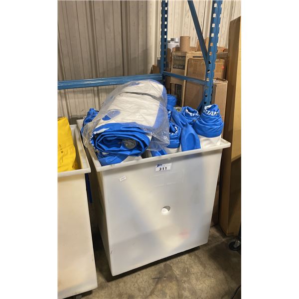 ROLLING BIN OF APPROX 12 INFLATABLE AQUAMATS *ROLLING BIN INCLUDED*