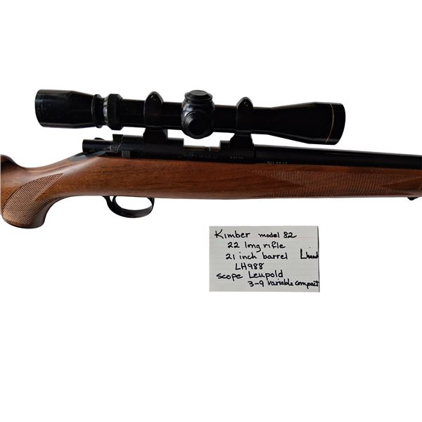 Kimber Model 82 in 22LR with Leupold 3-9 Scope  Left Handed SN:LH988