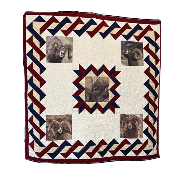 Stormie Williams Bighorn Sheep Original Quilt & Stand