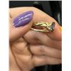 Image 6 : 10k Gold Dinner Ring  Amethyst and 6 Small Diamonds approx 2 Grams, Size 6.5