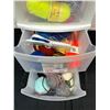 Image 2 : Plastic Storage Cart of Yarn, 3 drawers 25" x 12" x 13"