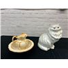Image 1 : Ceramic Cat Figurine *chipped ear*  14" tall and Wash Basin w Pitcher