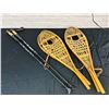 Image 1 : 2 Pairs of Vintage Wood & Sinew Snowshoes and Walking Sticks