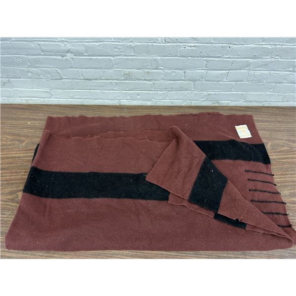 Vintage Hudson Bay 6-Stripe Brown and Black Blanket, 100% Wool