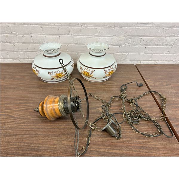 Vintage MCM Swag Chain Ceiling Lamp with Extra Shade, (missing some shades)