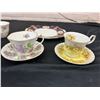 Image 3 : Lot of 4 Tea Cups and Saucers Royal Albert, 1 Cup and 1 Saucer, 1 Larger Plate Fine Bone China
