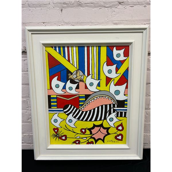 Original Framed Artwork Canvas Painting by Lillian Austin, 1990.